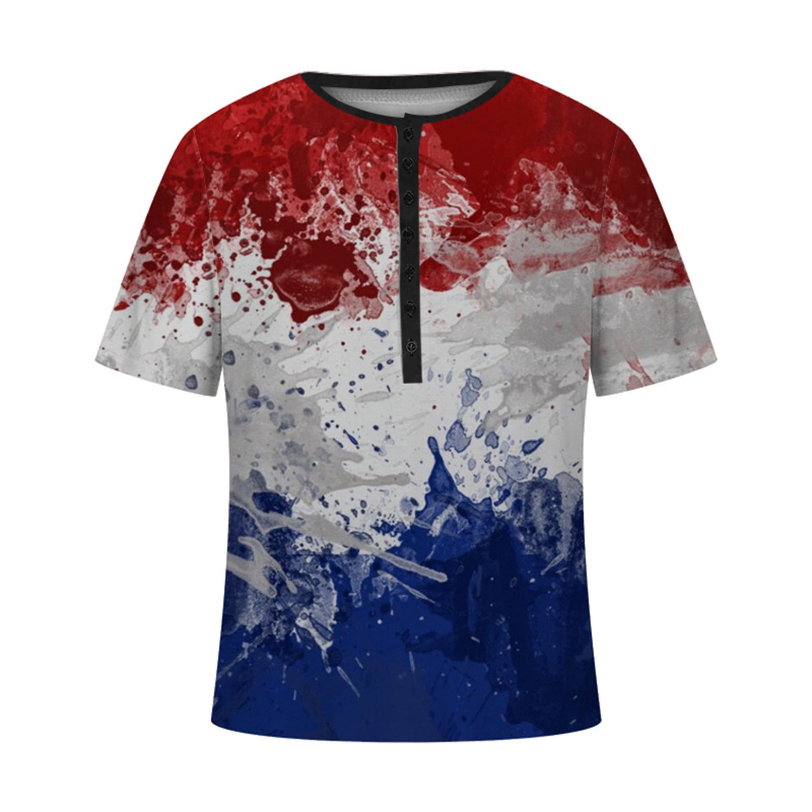 safuny Men's Slim Fit Tops Clearance Holiday Short Sleeve Shirts Round Neck Pullover Independence Day Usa Flag Print Tees Clothing Summer Fashion Gray M