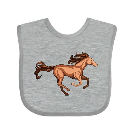 

Inktastic Galloping Brown Horse-stylized illustration Gift Baby Boy or Baby Girl Bib