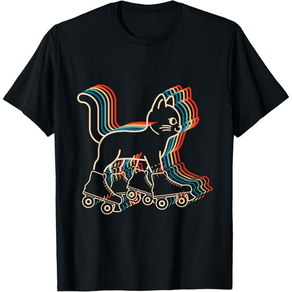 Cat Roller Skates Vintage Fun Skating Lifestyle Hobby T-Shirt