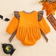 thumbnail image 4 of WIBACKER Baby Girl Halloween Outfits Newborn Smocked Bubble Romper Bodysuit Ruffle Long Sleeve Ghost Pumpkin Day Jumpsuit, 4 of 8