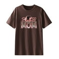 thumbnail image 4 of Wycnly Womens Tops Dressy Casual Summer Crewneck Baseball Mom Letter Print Tees Baseball Mom Letter Print Shirts Vintage Drop Shoulder Oversized Pullover Blouses Brown m Under $5, 4 of 5