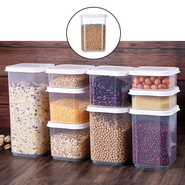 Caja de Almacenamiento de Cereales de Cocina Conjunto de Recipientes s con Tapa Despensa Almacenamiento de Contenedores de Plástico Organizad C BLESIY Caja de almacenamiento