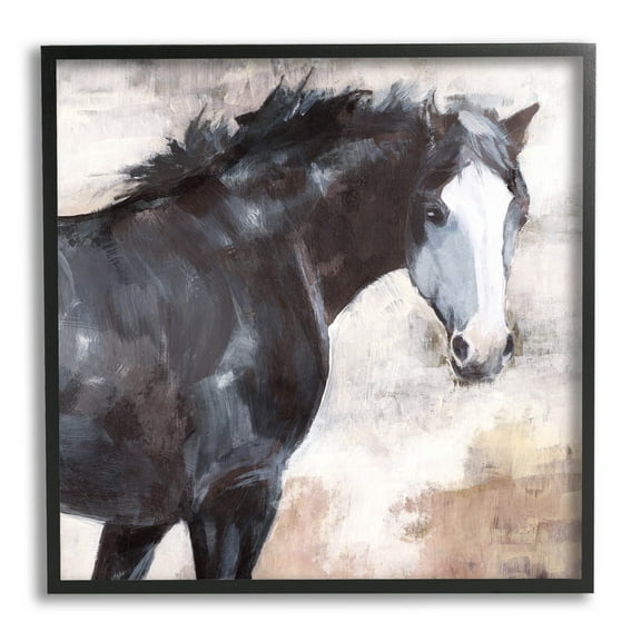 Stupell Industries Breezy Country Stallion Horse Painting Painting Black Framed Art Print Wall Art, Design by Nina Blue