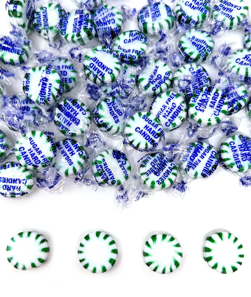 SweetGourmet Sugar-Free Spearmint Starlight Hard Candy, Individually Wrapped, Bulk Candy, 2 Pound Bag