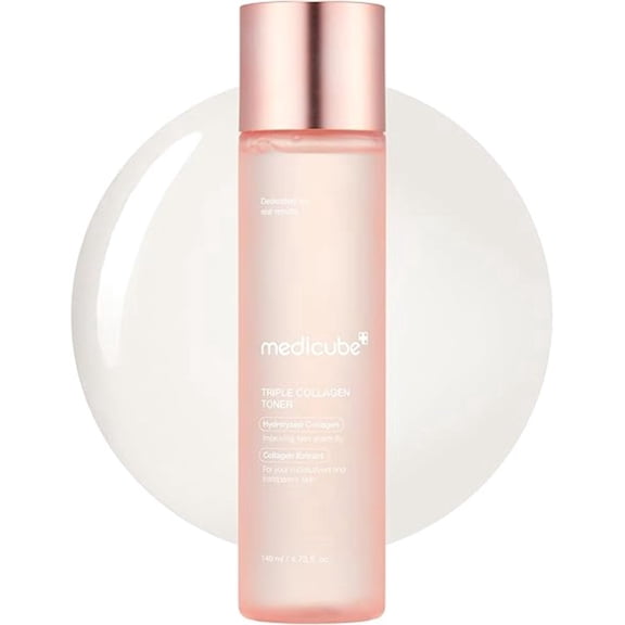 Medicube Triple Collagen Toner - Hydrolyzed, Atelo, Soluble Collagen for Deep Hydration Plump Skin - Fast-Absorbing Formula for All-Day Suppleness, Korean Skincare (4.73 fl.oz.)