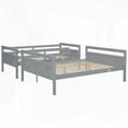 thumbnail image 3 of [Twin/Full Size Pine Wood Platform Bed Frame with Ladder, Gray, Safety Guardrail, No Spring Box], 3 of 18