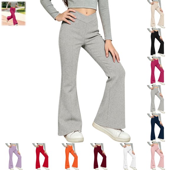 YOUYEDIAN Girls Yoga Pants High Waisted Crossover Tummy Control Flare Leggings