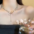 thumbnail image 1 of Collar con borlas de amor, collar con costura de perlas, estilo hip-hop para mujer, cadena para clavícula, accesorios, collar, cadena, 1 of 2