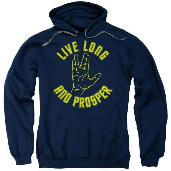 Star Trek Men's Live Long Hand Hooded Sweatshirt Small Navy