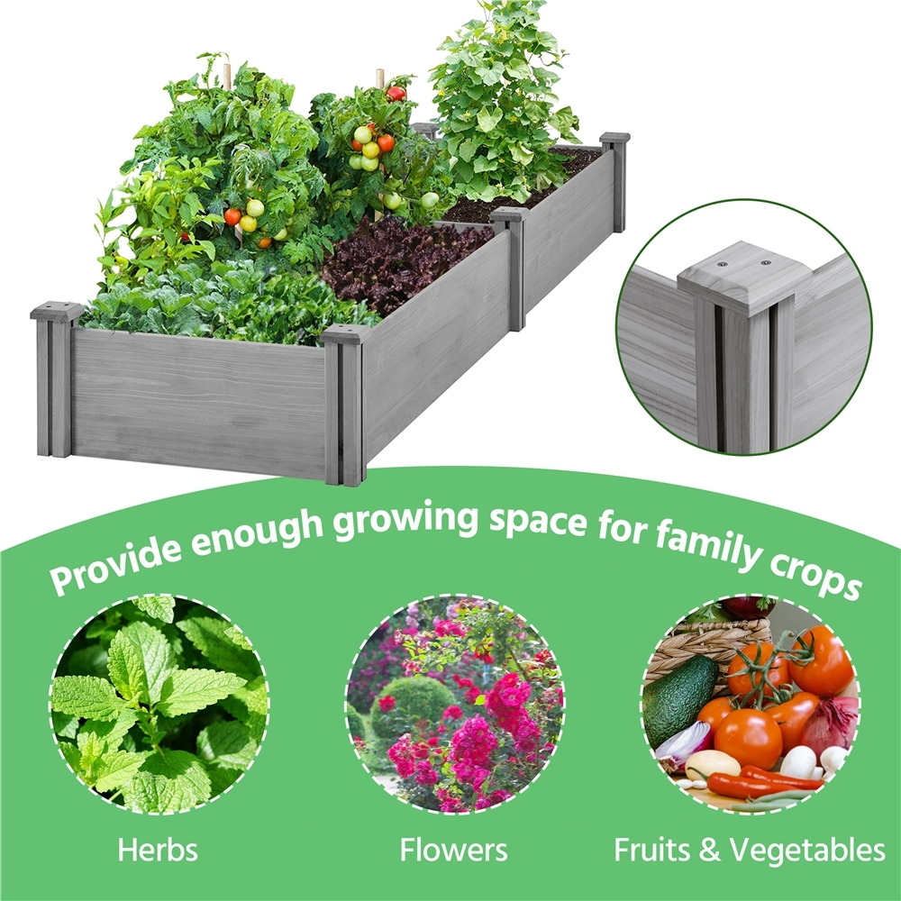 Renwick Wooden Raised Garden Bed Divisible Planter Box,Gray