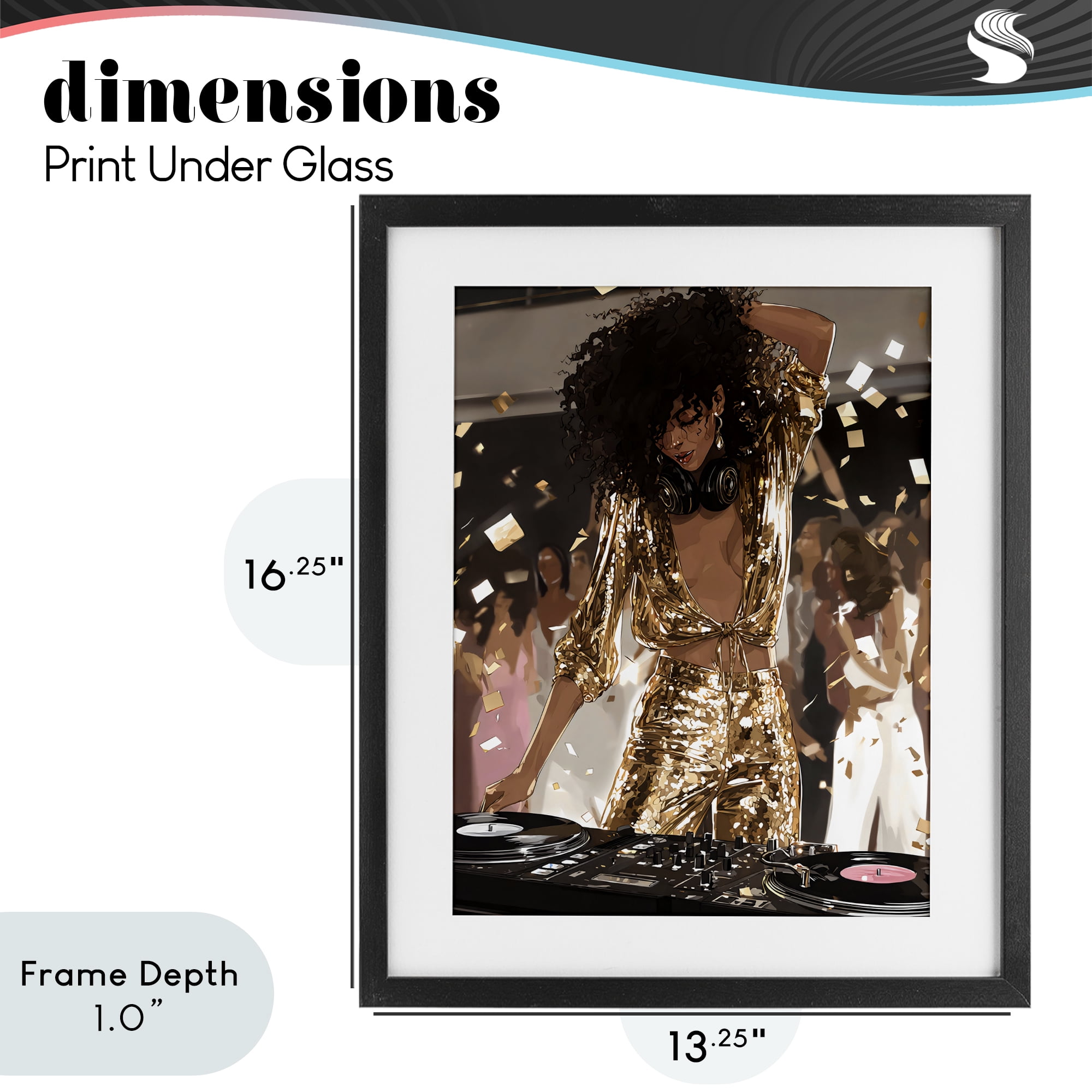 Stupell Industries Shimmering DJ in Sequins Black Framed Print Under Glass, design by Franklyn Gregory