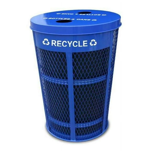Expanded Metal Recycling Receptacle Blue