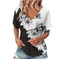 thumbnail image 3 of TaTaai Women’s V Neck Short Sleeve T Shirts Casual Loose Blouses Solid Color Soft Polyester Tops Summer Spring Daily Tees Gift, 3 of 6