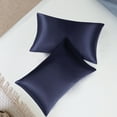 thumbnail image 1 of PiccoCasa Satin Pillowcases Set of 2, with Envelope Closure Navy King, 1 of 7