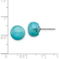 thumbnail image 4 of Sterling Silver 10-10.5mm Button Turquoise Post Earrings Made In China qe6399, 4 of 5