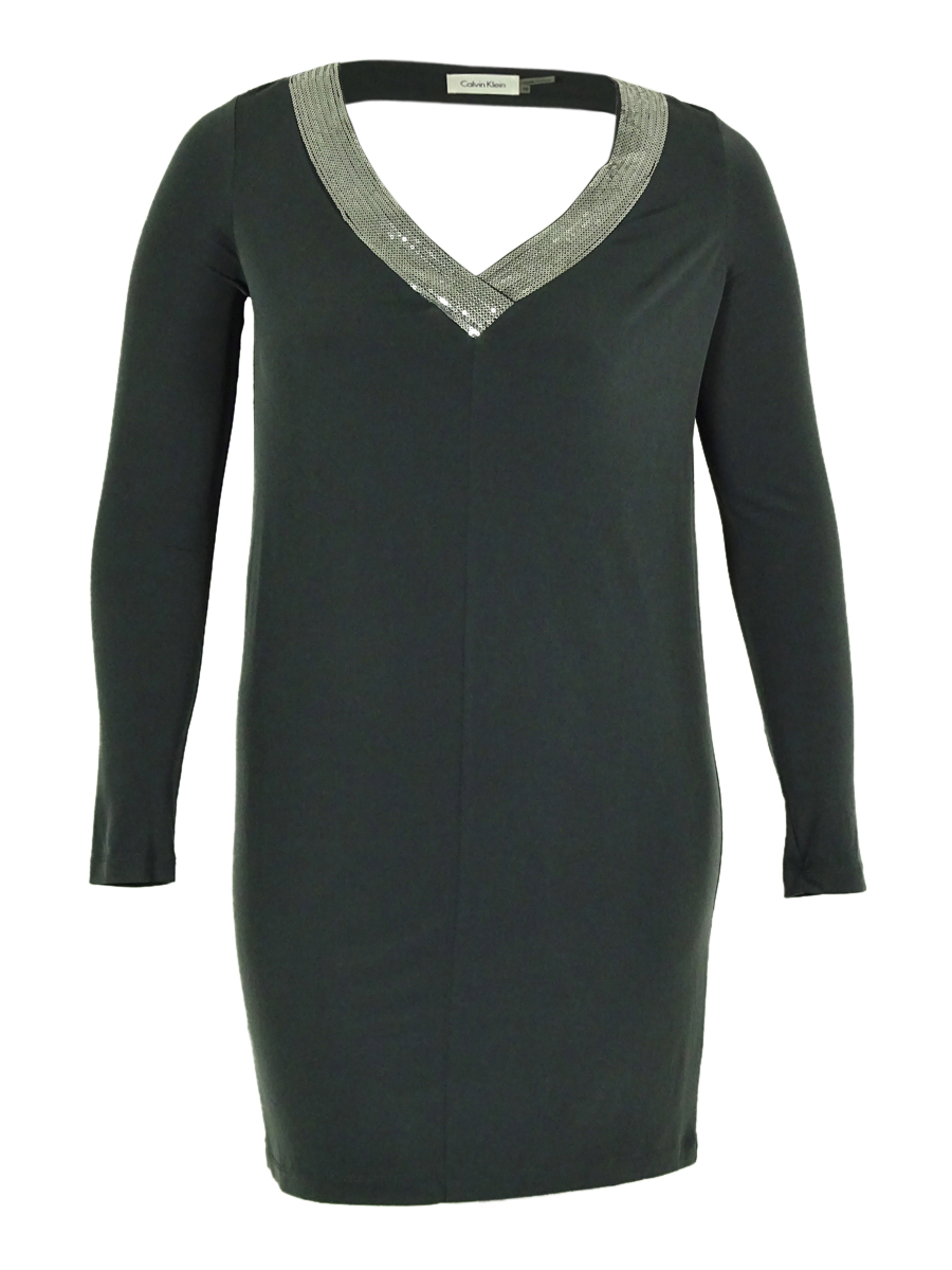 calvin klein v neck jersey dress