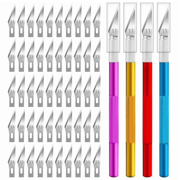 74Pack Hobby Knife Exacto Knife with 4 Hobby Knives and 70 Spare Craft Knife Blades for Art, Scrapbooking,Stencil,4 * Hobby Knives 70 * Spare Craft Knife Blades