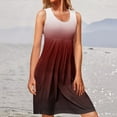 thumbnail image 2 of RKSTN Robes d'Été pour Femmes 2023 Mode Couleur Dégradée Sans Manches Longueur Genou Jupes Col Rond Imprimé Robe Décontractée Ample, 2 of 5