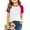Hot Pink, variant on Frwgonr Girls Comfortable T-shirts Casual Raglan Short Sleeve Crewneck Color Block Summer Tees 3-14 Years, Beige