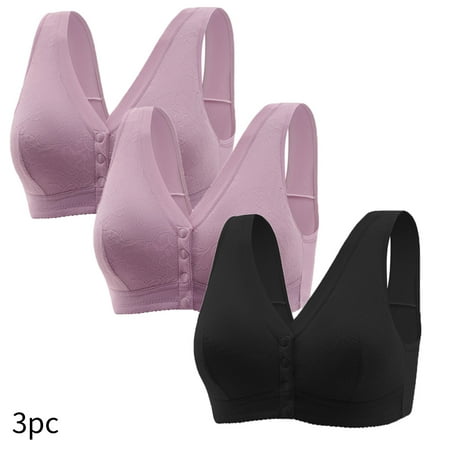 Itsame 3 Pack Everyday Casual Bra Set Womens Full Support Bra Cotton Wireless Comfort Bralette Purple Size XL