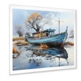 thumbnail image 2 of Designart "Winter Angling Boat Charm" Boat Fishing Picture Framed Canvas Art Print, 2 of 5