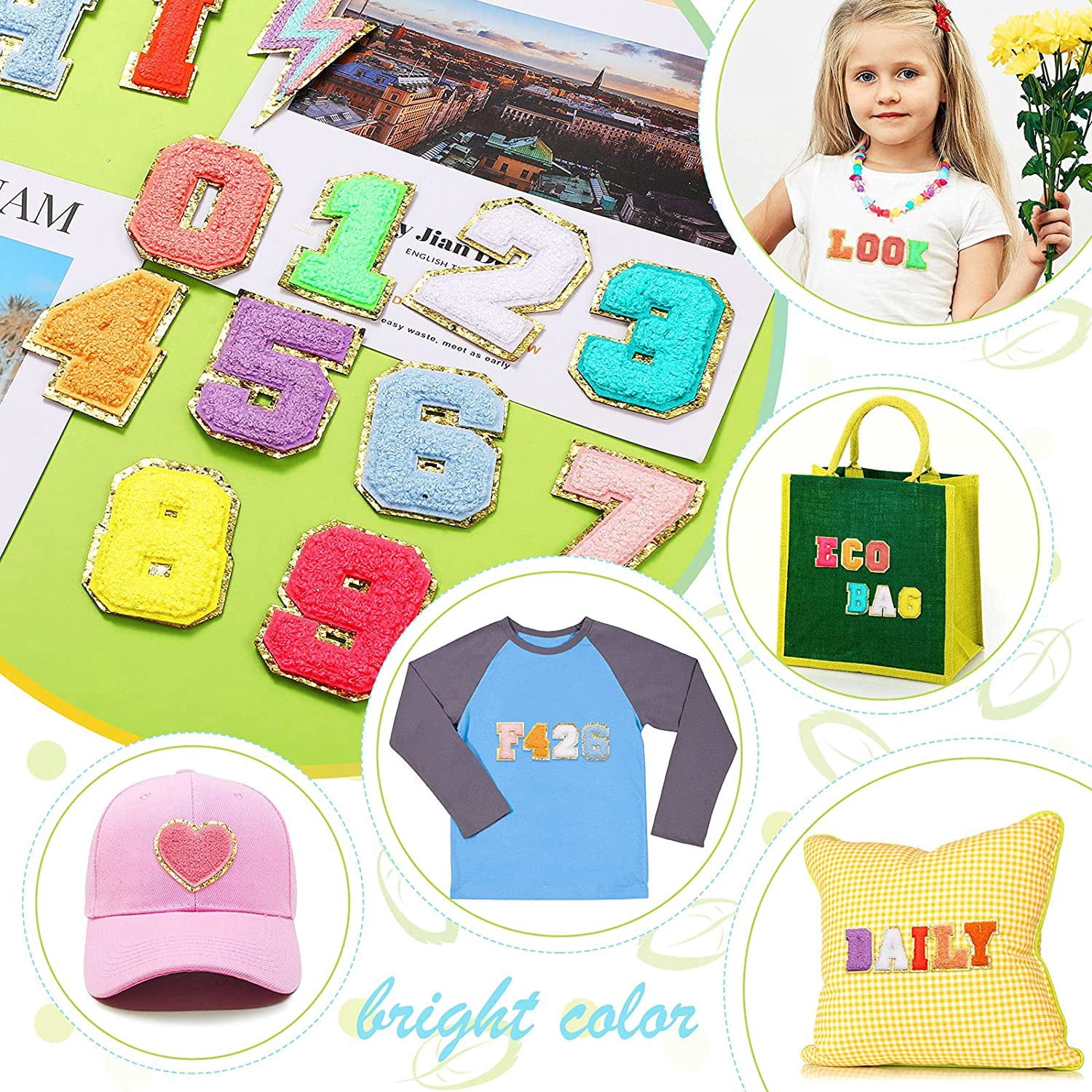 PloutoRich Letter Patches for Clothing, Sew on Patches, Iron on Patches for Clothes, Embroidered Alphabet Patches for Hat Shirts Shoes Bags