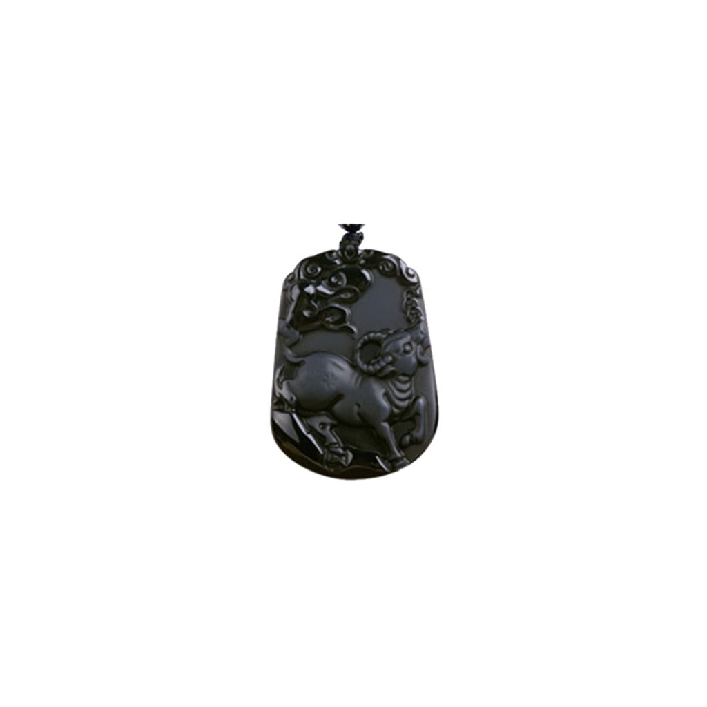 100% Black Natural A obsidian hand-carved zodiac monkey  pendant Necklace 