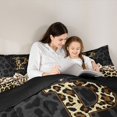 thumbnail image 4 of Manfei Cheetah Initial P Full Size Comforter Sets,Leopard Print Bedding Comforter Set,Black Brown,Black Reversible,3 Pieces,1 Comforter and 2 Pillowcases, 4 of 7
