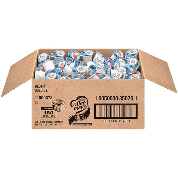 Coffee Creamer, French Vanilla, Liquid Creamer Singles, Non Dairy, No Refrigeration, 0.375 fl oz Tubs (Pack of 180)