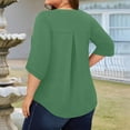 thumbnail image 4 of Xyxonk 3/4 Length Sleeve Womens Tops S-5xl 2025 plus size V-Neck Tee Shirts Summer Dressy Casual T-Shirts Loose Fit Half Sleeve Solid Color Clothes Green XXXXL, 4 of 5