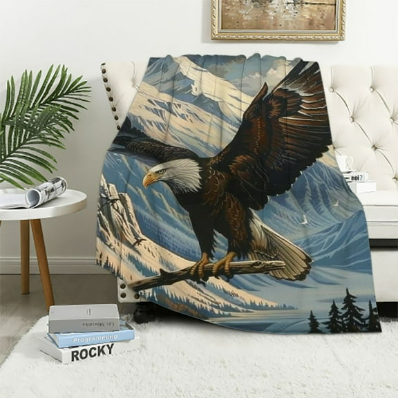 Shiartex Bald Eagle Blanket American Eagle Decor Throw Blanket Bald Eagle Valentines Gifts for Men Warm Soft Lightweight Flannel Blanket Bed Couch Sofa Blanket for Adults Kids 40x50in