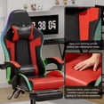 thumbnail image 4 of Mr IRONSTONE RGB Gaming Chair with Footrest, Ergonomic Computer Desk Chair with Lumbar Support and Adjustable LED Lights, 135° Reclining, Red, 4 of 9