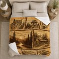 thumbnail image 5 of Wilderness Adventure Lynx Mountain Pine Collage Rustic Nostalgia, Rustic Botanical Portrait, Warm Flannel Blanket for Cabin and Lodge, Wildlife Lovers Camping Gift, Rustic Home Decor, 5 of 9