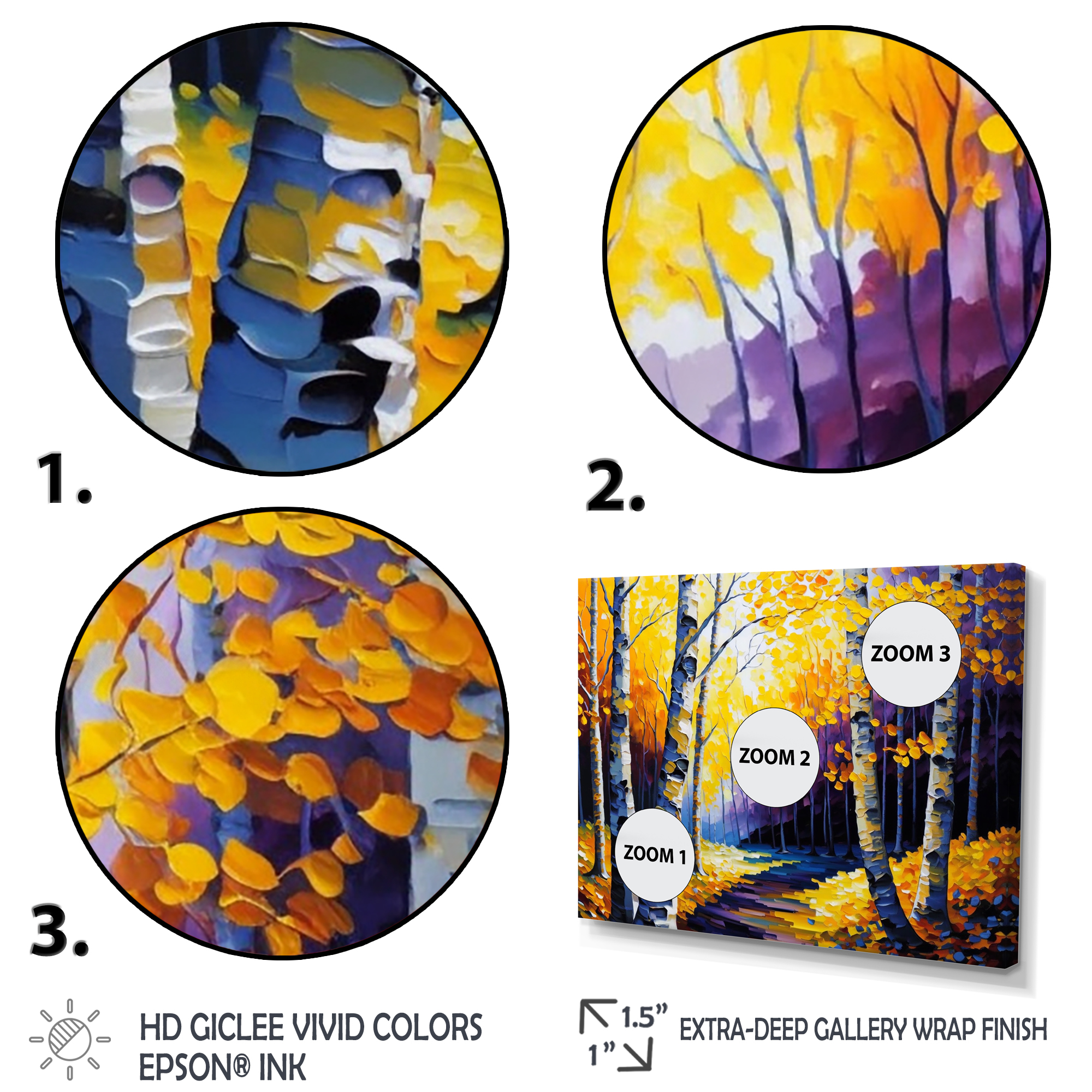 Designart Golden Birch Woods II Canvas Wall Art