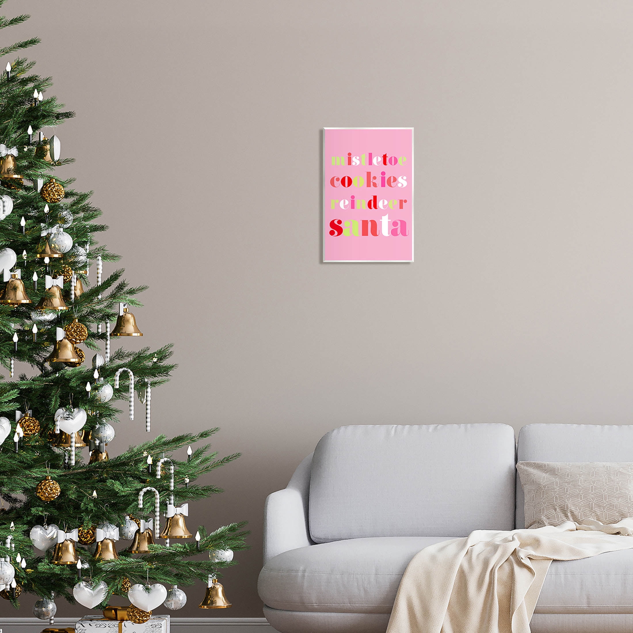 Mistletoe Cookies Reindeer Santa Bold Holiday Graphic Art Unframed Art Print Wall Art