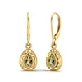 thumbnail image 1 of Boucles d'Oreilles Pendantes en Argent Sterling 925 avec Vermeil et Filigrane pour Femmes, 7x5 mm, Poire Citron Quartz, 1 of 4