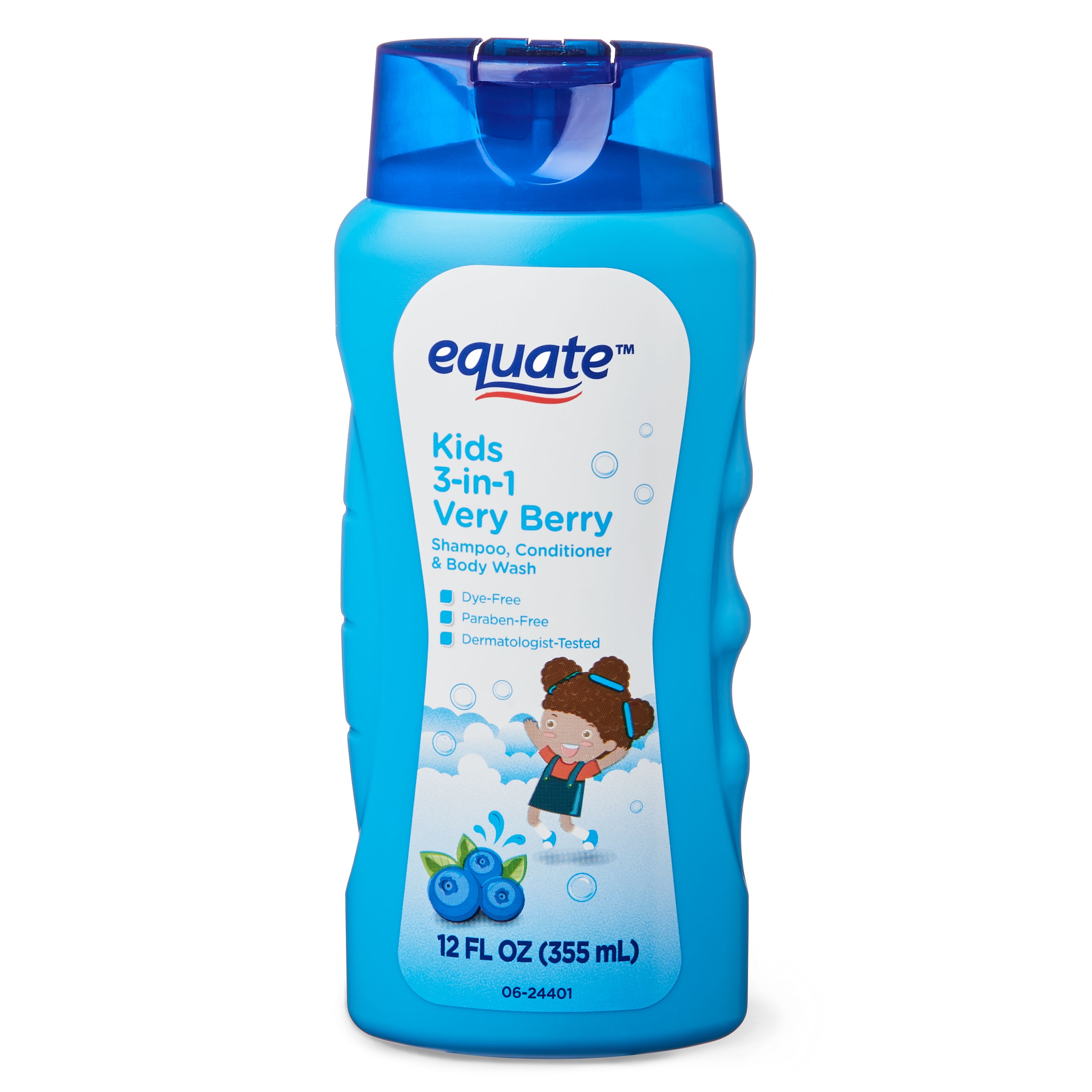 Equate Kids 3in1 Very Berry Shampoo, Conditioner, and Body Wash, 12