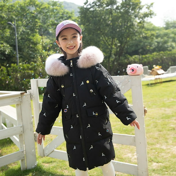 Chaqueta de plumón para niñas, mediana y larga, mediana y grande, gruesa y elegante para niños, nueva tendencia de chaquetas de invierno de estilo coreano 2023