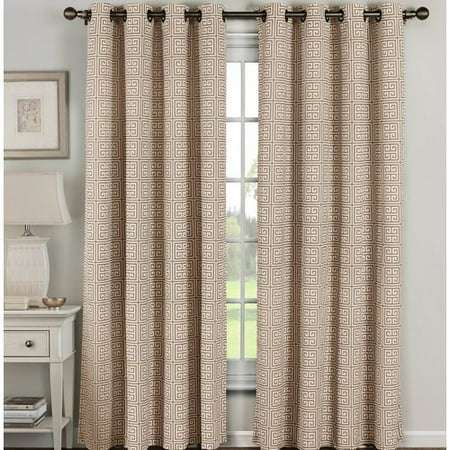 Greek Key Cotton Blend Extra Wide Grommet Curtain Panel Pairs