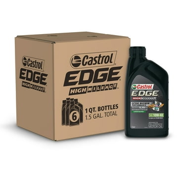 Castrol Edge High Mileage 10W-40 Advanced Full Synthetic Motor Oil, 1 Quart, Case of 6