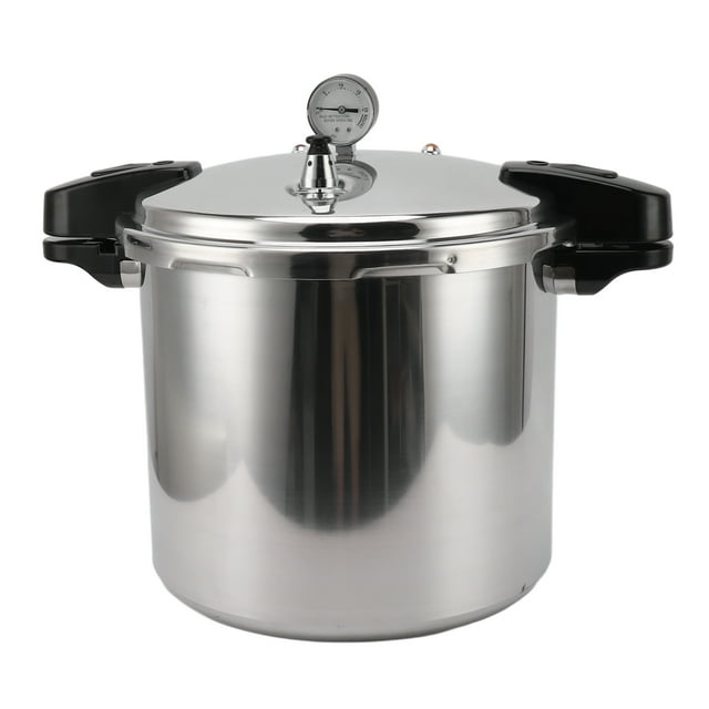 Pressure Canner, Pressure Gage 23L Capacity Self Locking Handle Prevent Scald Aluminium Alloy High Pressure Cooker For Gas Stove For Kitchen Use
