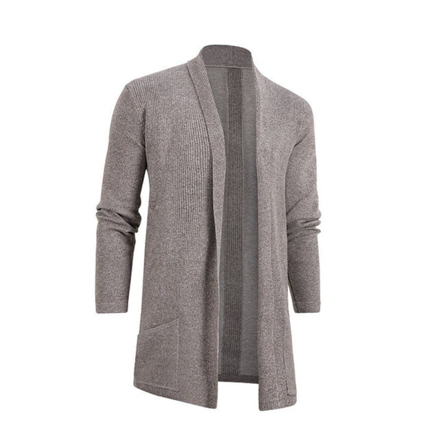 Kmbangi Cardigan pour Homme, Col Châle, Manches Longues, Cardigan Long Tricoté, Cape Drapée Décontractée d'Automne pour Mode Urbaine