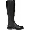 thumbnail image 2 of Sam Edelman Nance Black Lace Up Rounded Toe Stacked Heel Leather Knee High Boots (Black, 7), 2 of 3