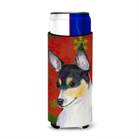 

Chihuahua Red and Green Snowflakes Holiday Christmas Ultra Beverage Insulators for slim cans SS4725MUK