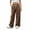 Brown, variant on Women's Seamed Patchwork Wide Leg Sweatpants Elastic Drawstring High Waist Loose Casual Baggy Track Pants with Side Pockets