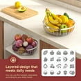 thumbnail image 4 of 2 Tier Fruit Basket for Kitchen Counter with 2 Banana Hangers, Metal Stackable Fruit Bowl for Kitchen Counter for Bread Vegetable Fruits, Silvery, 4 of 14