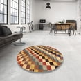 thumbnail image 4 of Ahgly Company Machine Washable Indoor Square Abstract Brown Red Area Rugs, 4' Square, 4 of 7