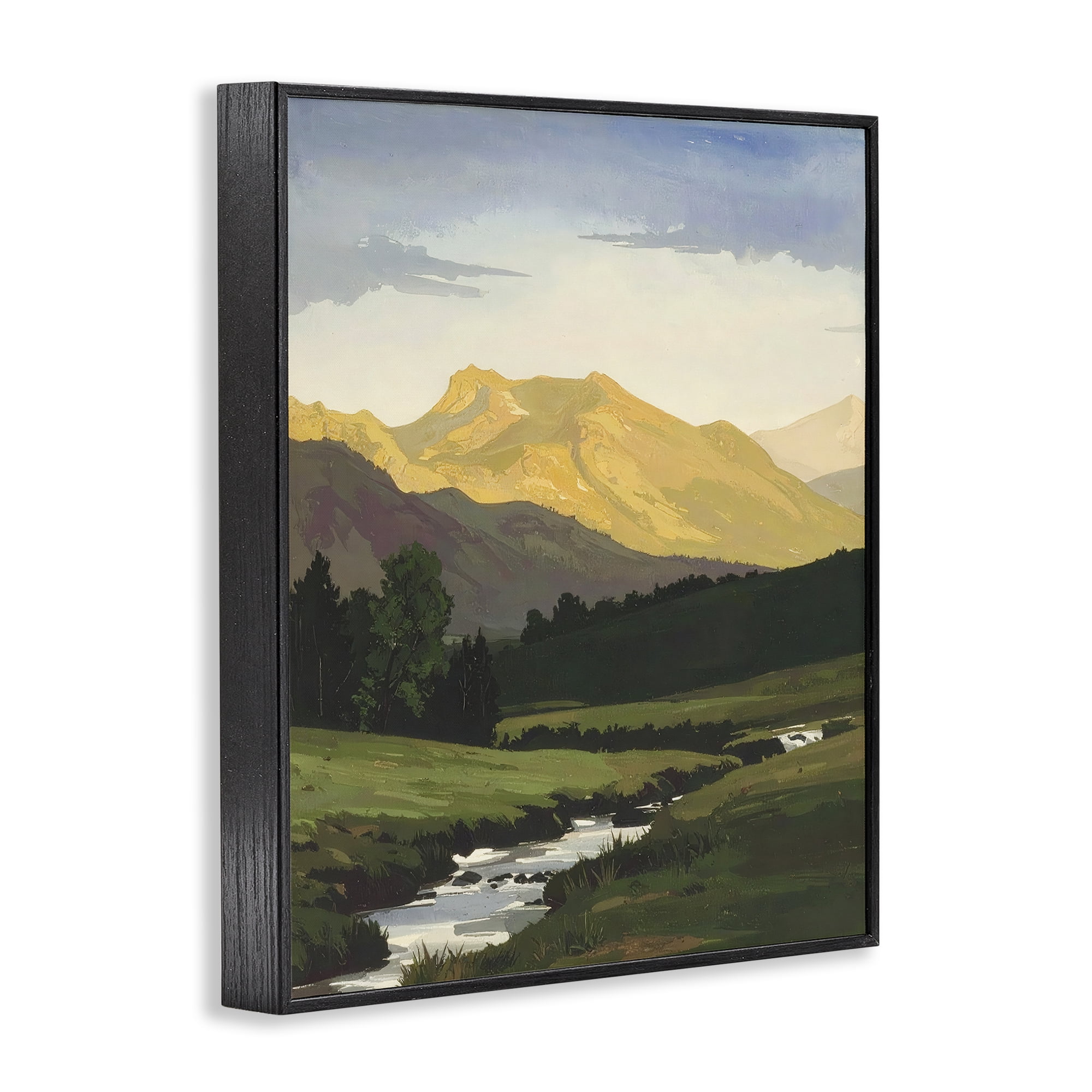 Stupell Industries Mountain Across The Valley Black Framed Giclee Art, design by Alonza Saunders