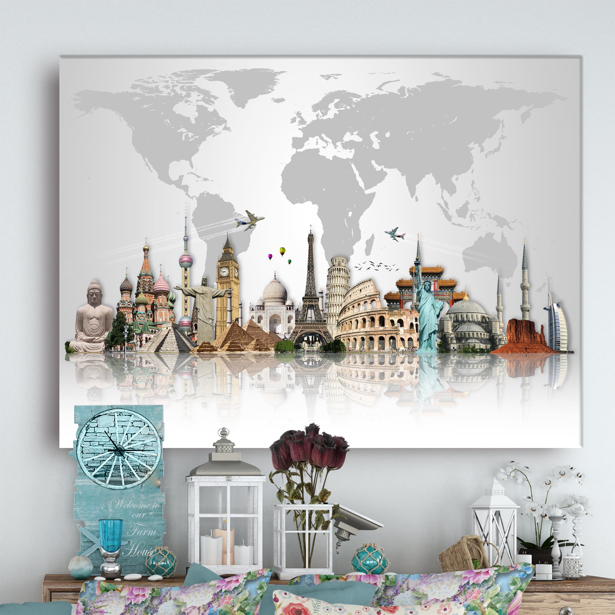 Designart 'Famous Monuments Across World ' Canvas Art Print