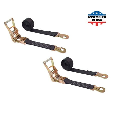 

Mega Cargo Control USA 2 x 8 Ratchet Strap W/ Flat Snap Hook - (2-Pack) - WLL: 1666 lbs